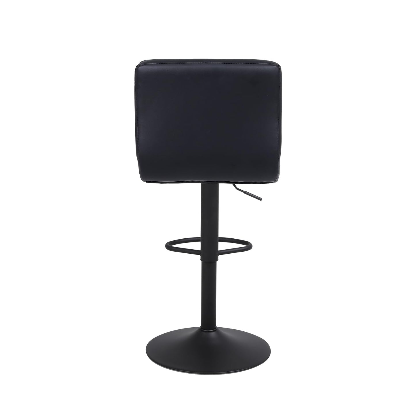 Minimalst Black LENNOX Furniture 360-Degree Swivel Adjustable Height Bounded Leather Bar Stools, Set of 2
