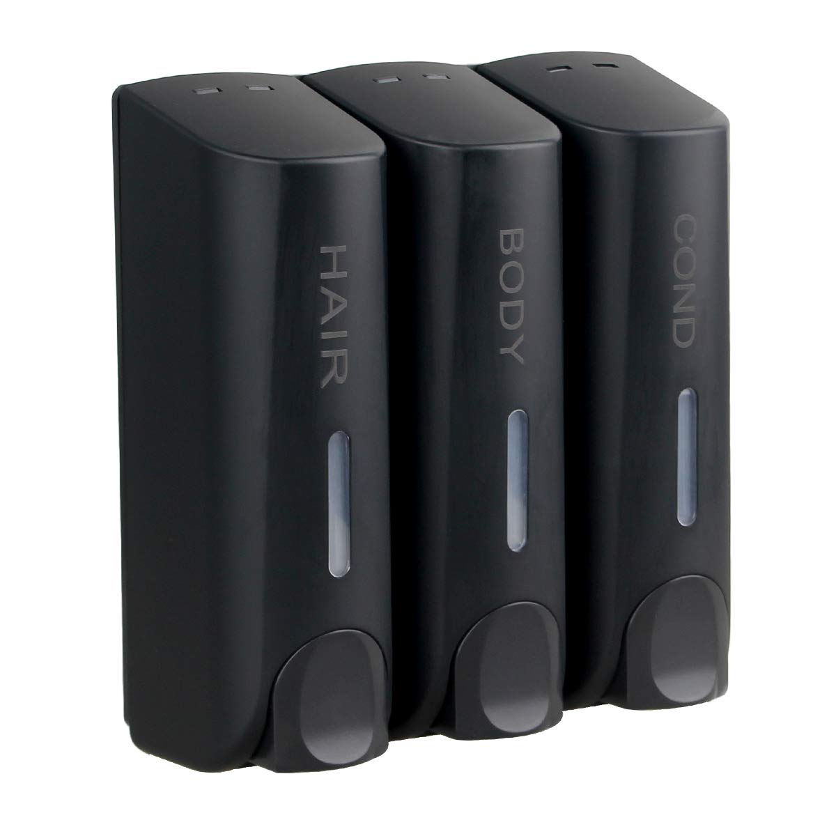 Minimalist Black Wall Mount Dispenser Trio for Bodywash, Shampoo, Conditioner