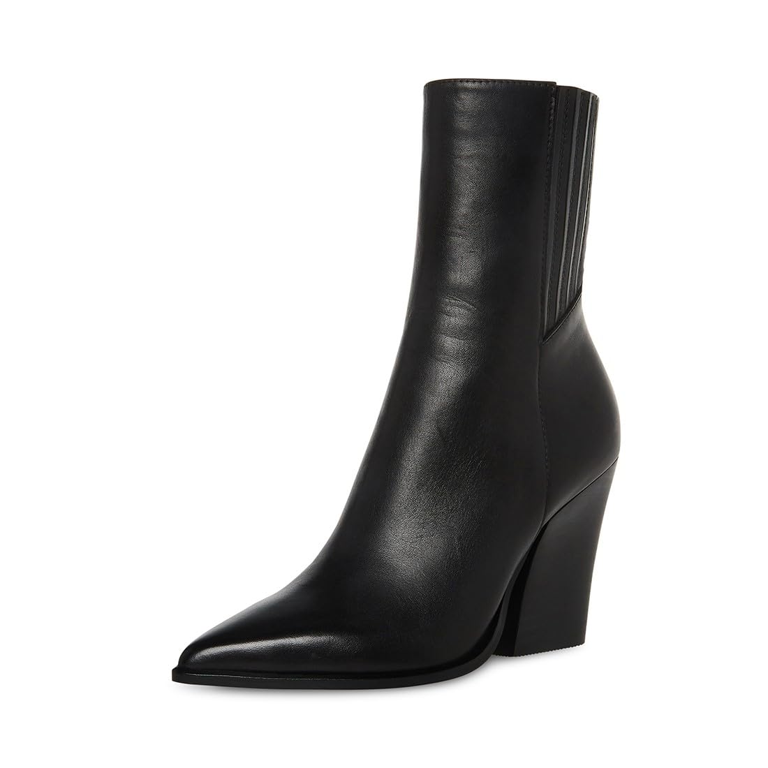 Minimalist Black Steve Madden Rickki Leather Ankle Boot