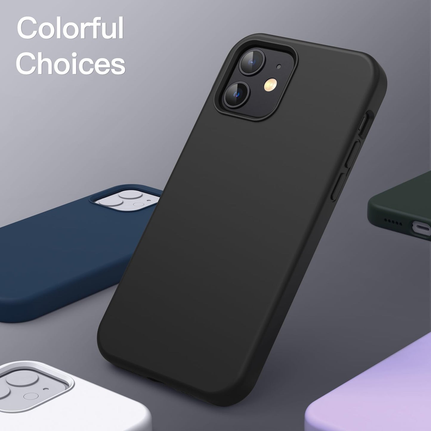 Minimalist Black JETech iPhone 12/12 Pro 6.1-Inch Silicone Case