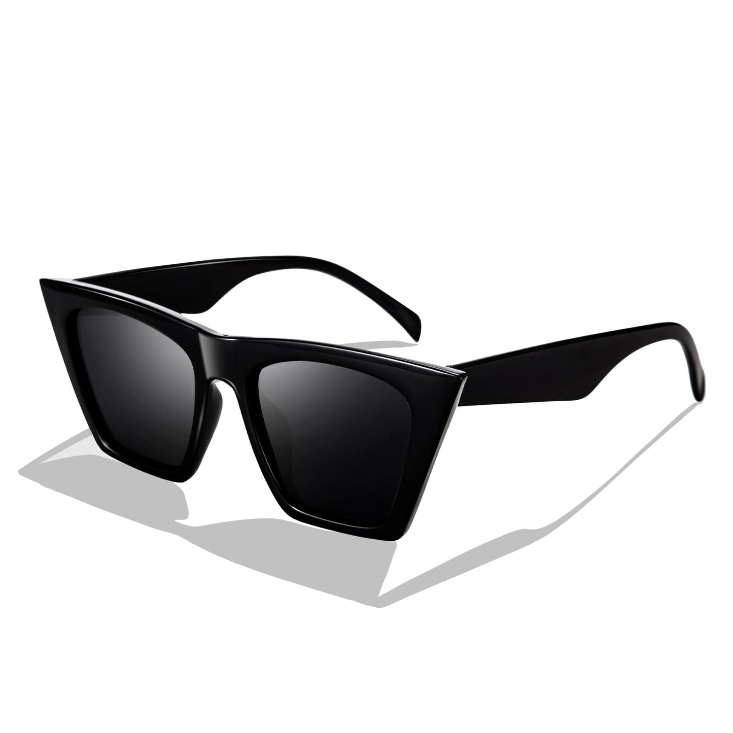 Minimalist Black Vintage Square Cat Eye Sunglasses