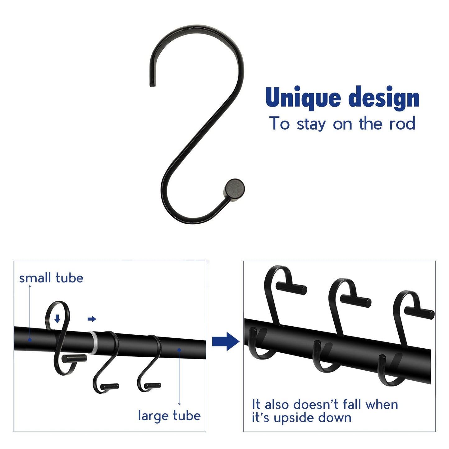 Minimalist Black 12-Piece S-Shaped Multi-Functional Hooks, Rustproof Coating, Durable Wire Design