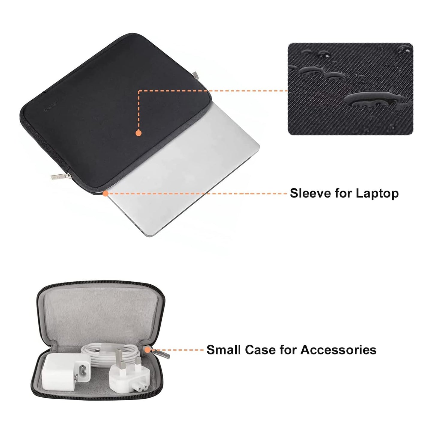 Minimalist Black MacBook Air/Pro, 13-14 inch Sleeve + Pouch