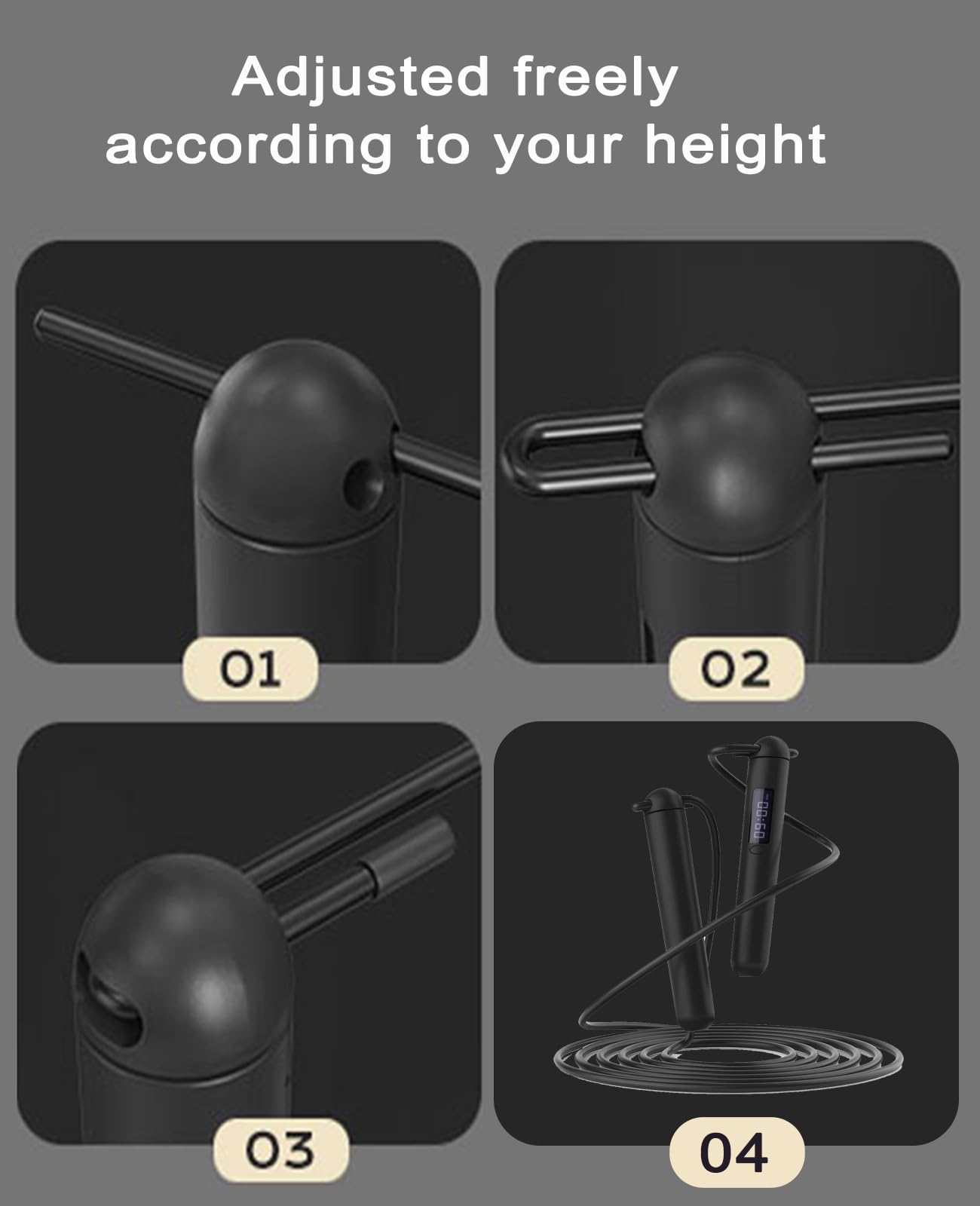 Minimalist Black Smart Tangle-Free Jump Rope with Counter