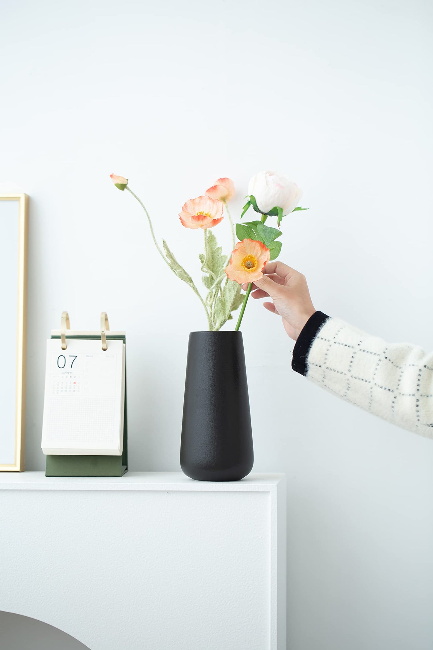 Minimalist Black 8-Inch Tall Matte Ceramic Vases