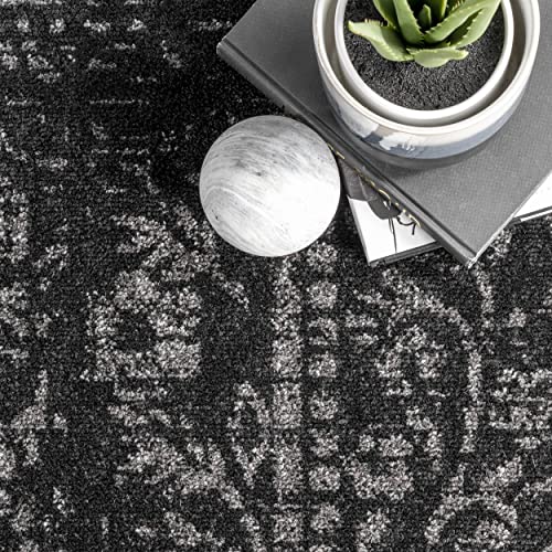 Minimalist Black Soft Vintage Area Rug, Multiple Size + Shape Options