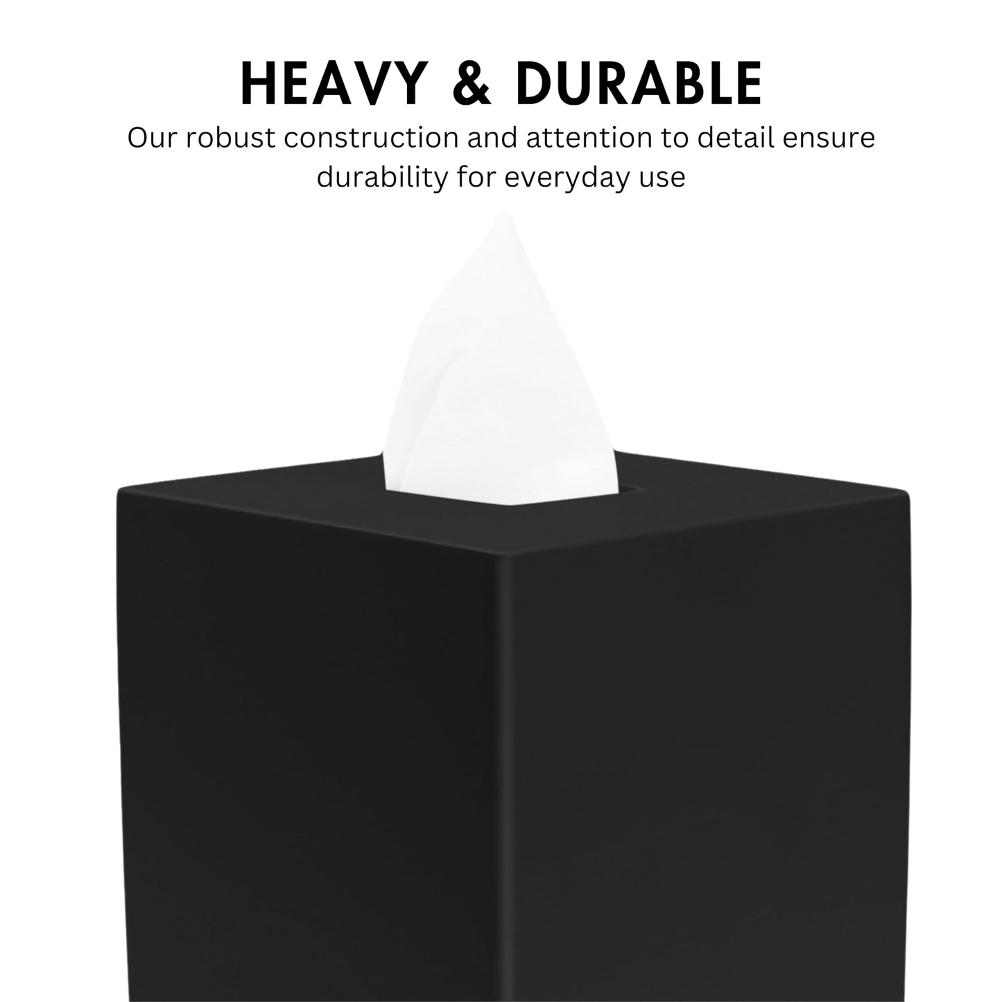 Minimalist Black Matte Square Tissue Box Cover, Dispenser