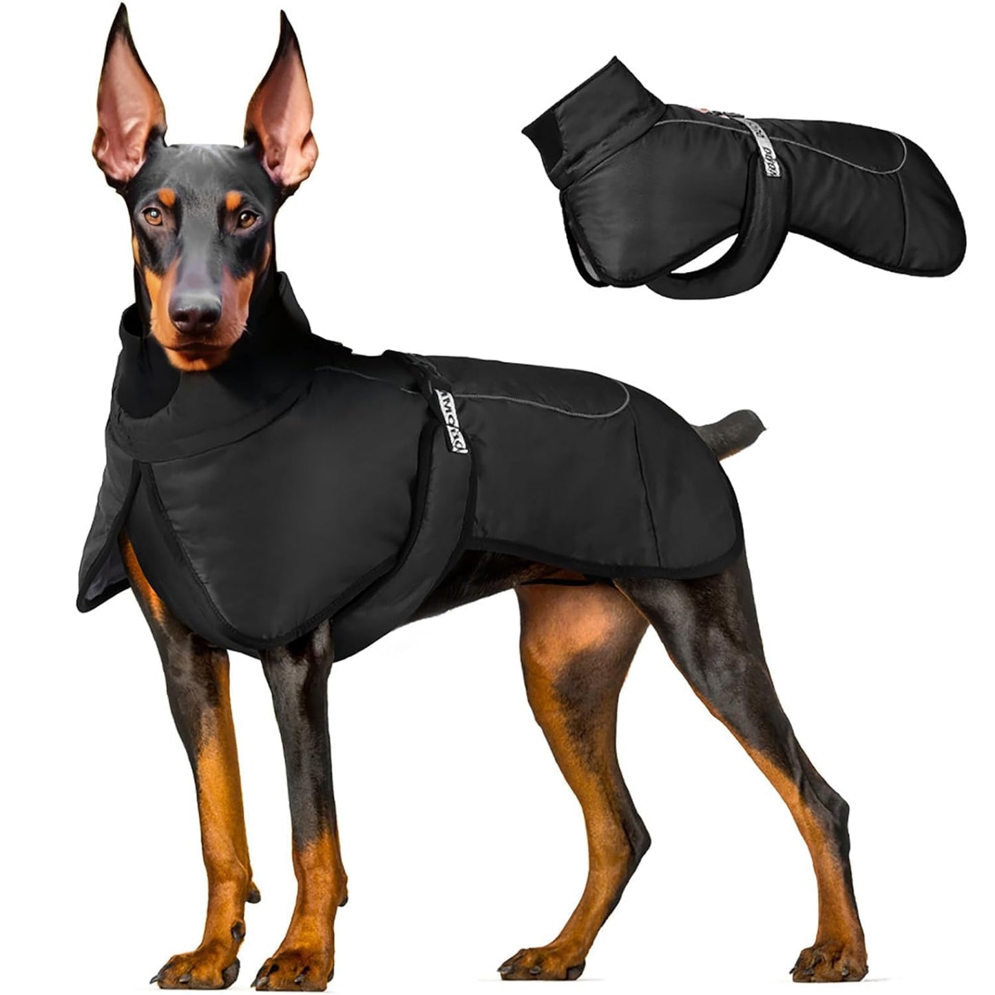 Minimalist Black Reflective Pet Jackets For Large Dogs