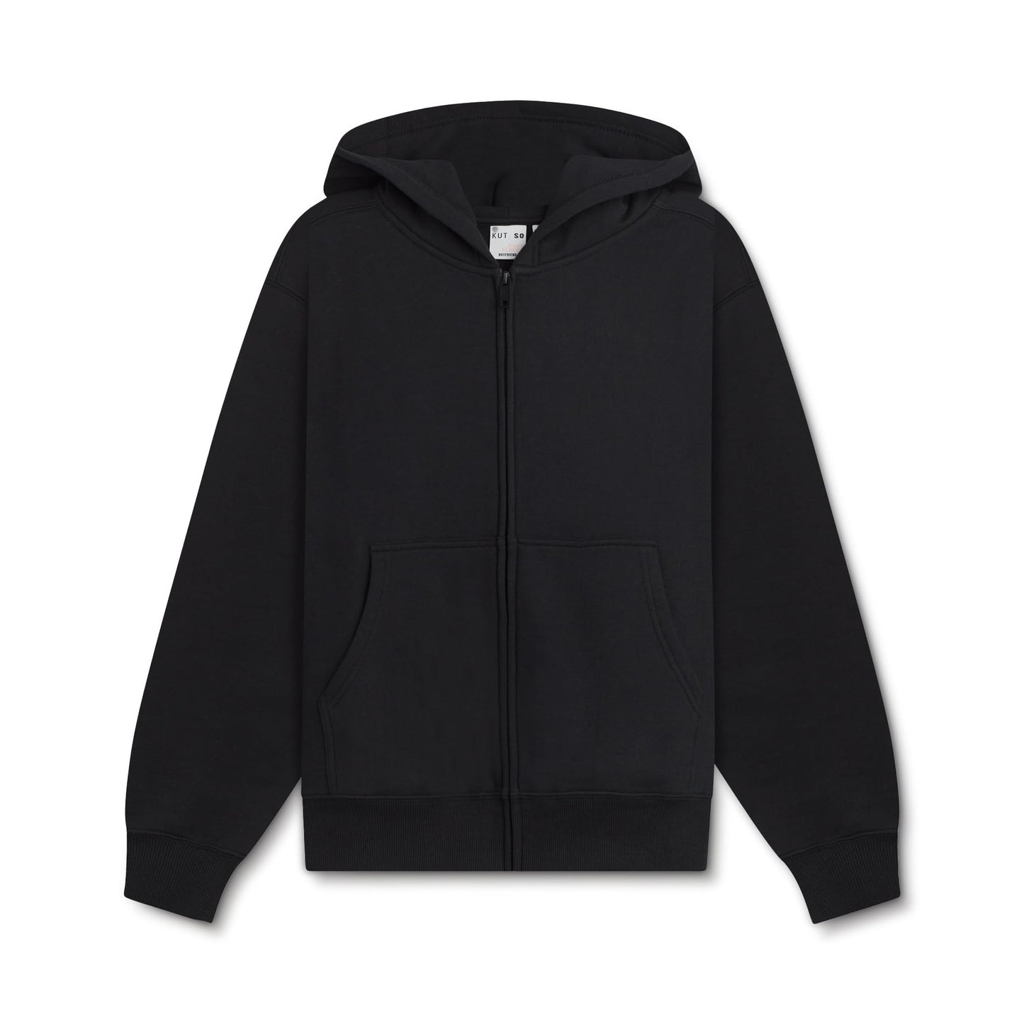 Minimalist Black Oversized, Boyfriend Fit Women's Fleece Zip Hoodie