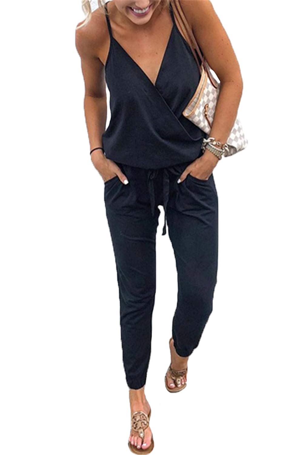 Minimalist Black V Neck Romper