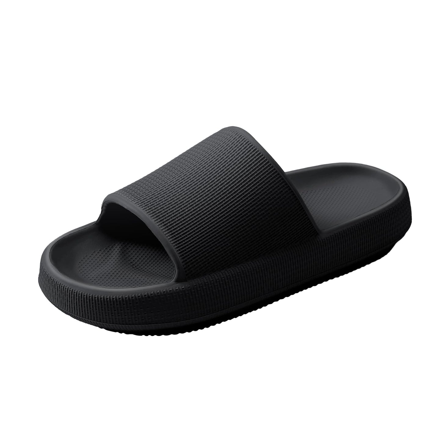 Minimalist Black Super Soft Pillow Cloud Slippers w/Anti-skid Sole