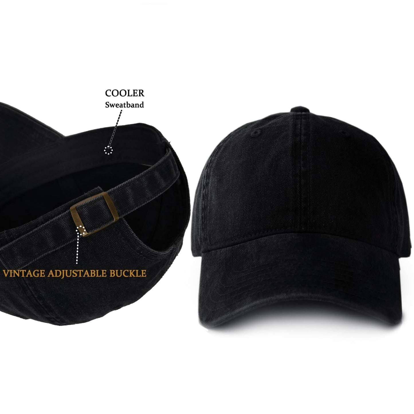 Minimalist Black Cotton Adjustable Baseball Cap Hat
