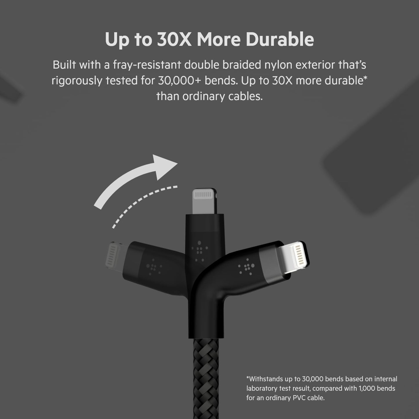 Minimalist Black Belkin BoostCharge Pro Flex Braided USB Type C to Lightning Cable (3M/10ft)
