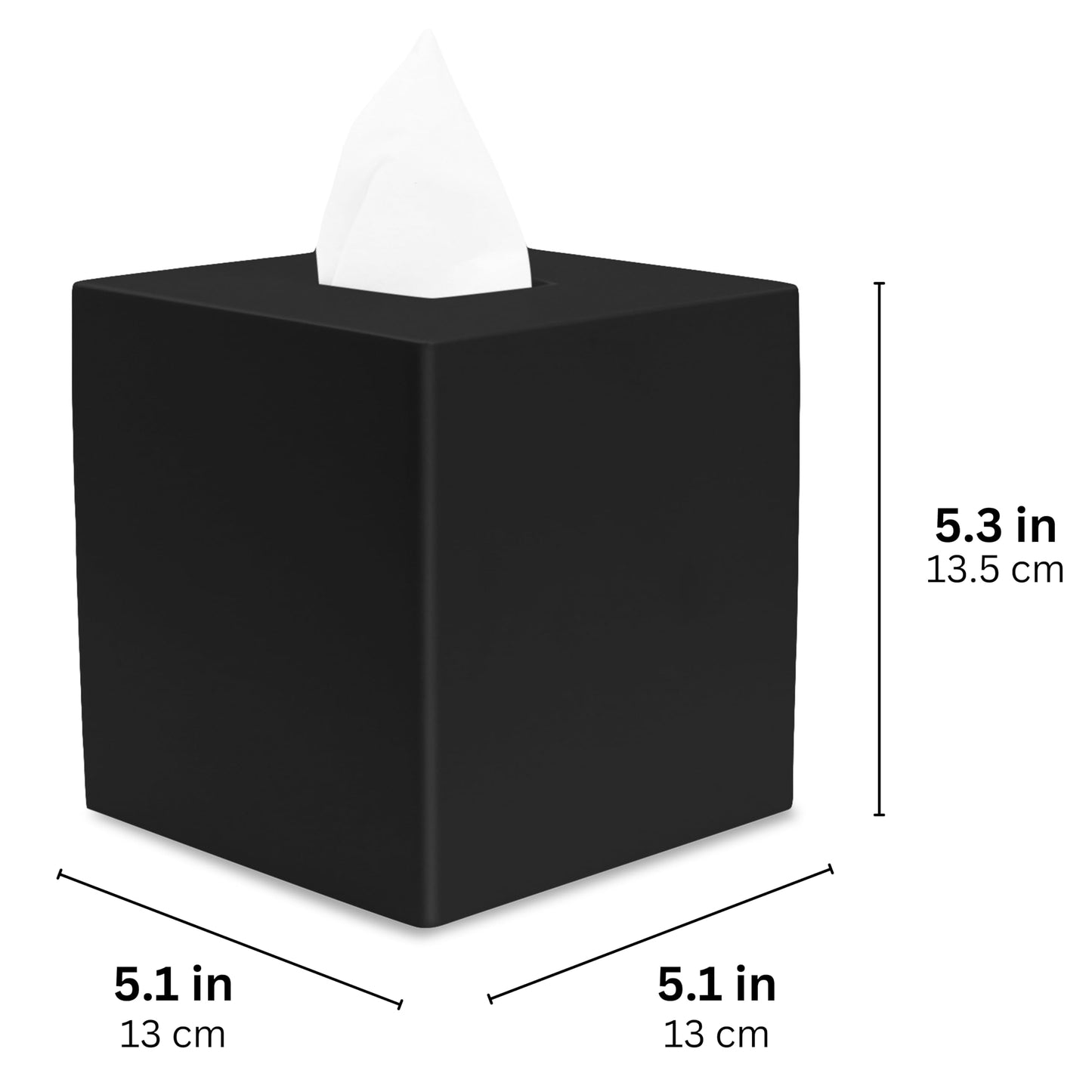 Minimalist Black Matte Square Tissue Box Cover, Dispenser
