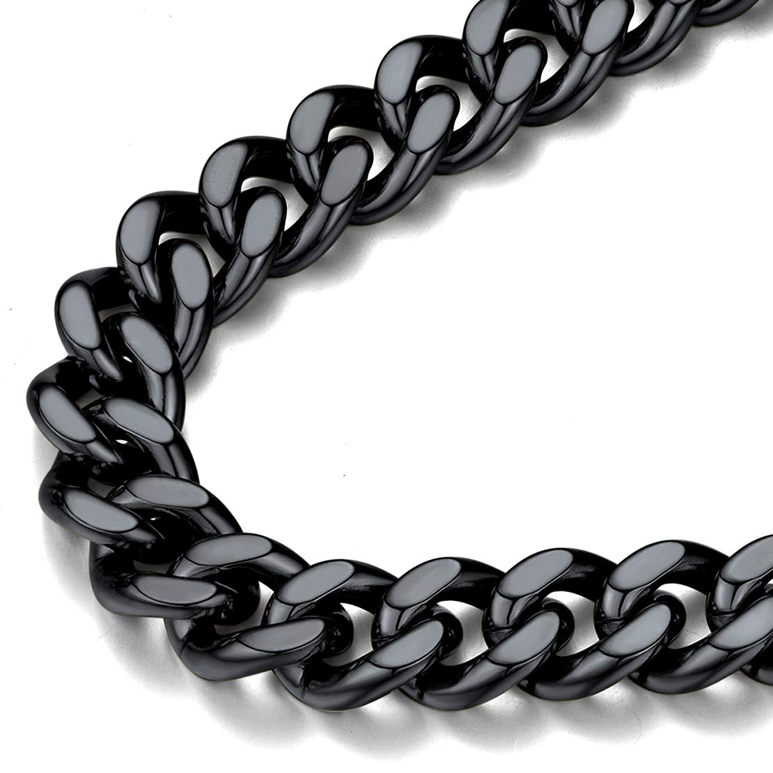 Minimalist Black Chunky Cuban Link Curb Chain Necklace - 12mm Wide, 20 Inches
