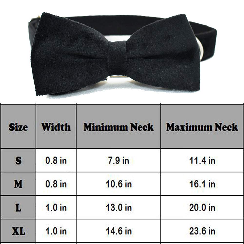 Minimalist Black Detachable Bowtie, Adjustable Dog Collar w/Metal Buckle