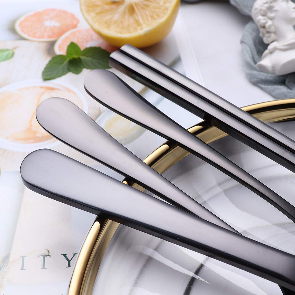 Minimalist Black Portable Stainless Steel Flatware Set w/Waterproof Case