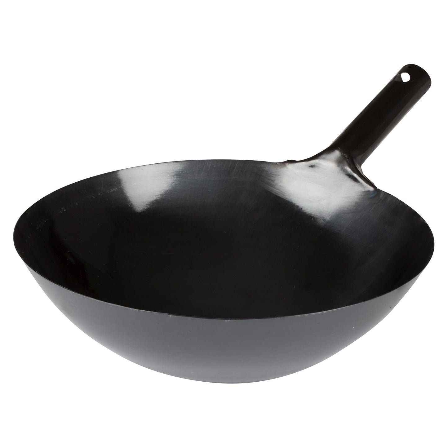 Minimalist Black 14-Inch Commercial-Grade Chinese Wok with Integral Handle