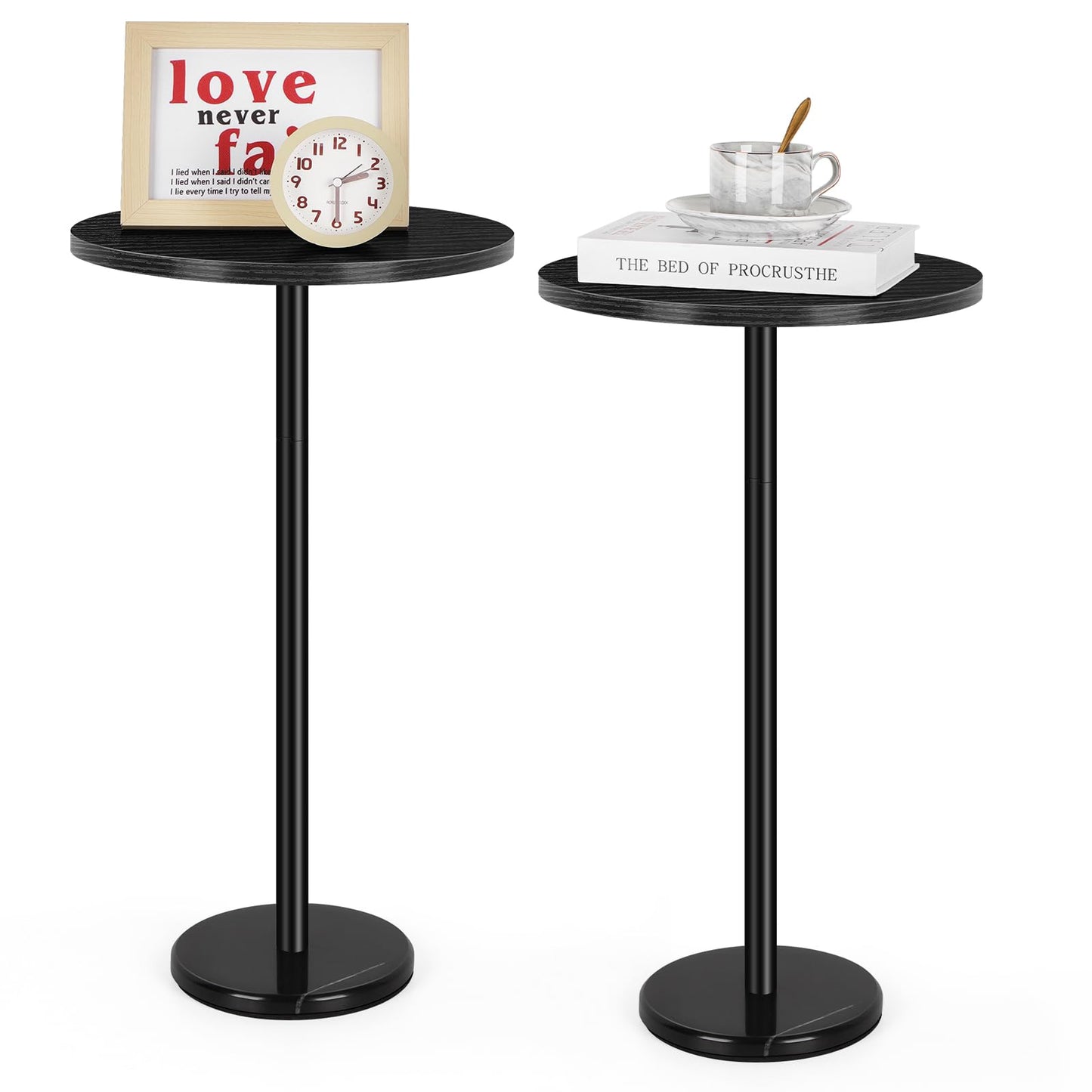 Minimalist Black Modern Round Side Table Set of 2