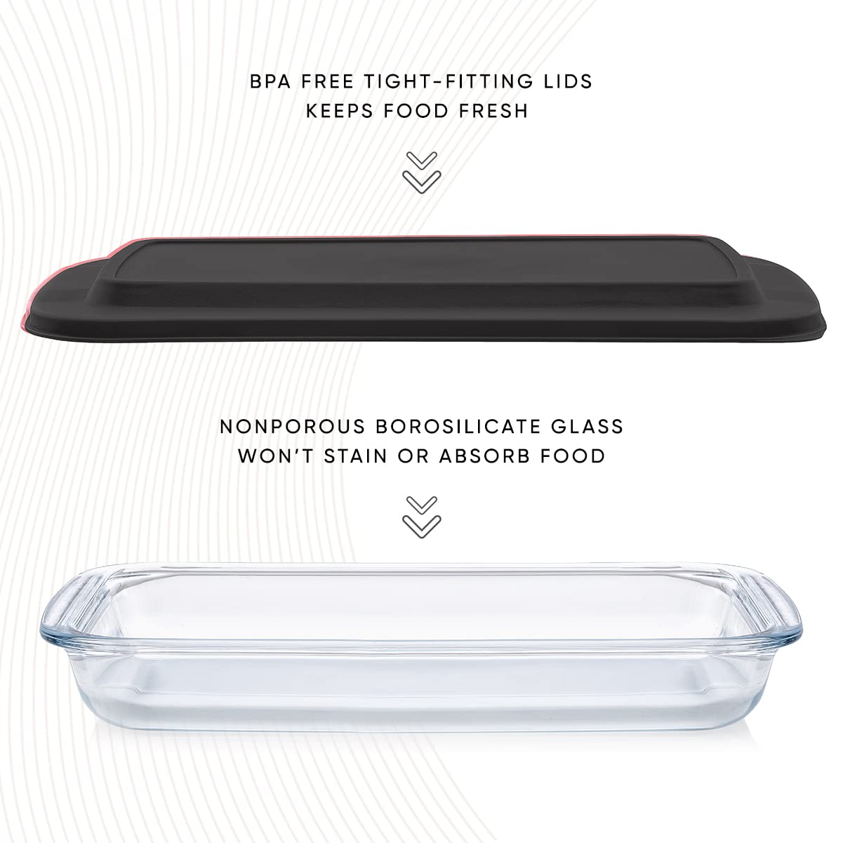 Minimalist Black 8-Piece Glass Lid Bakeware Set