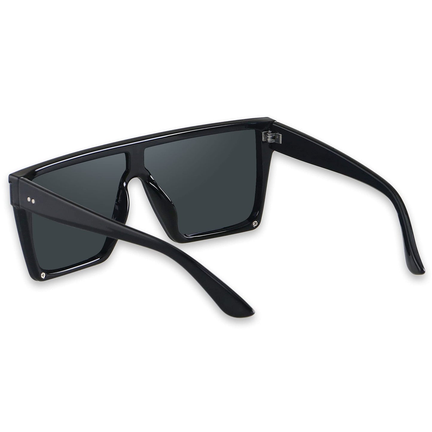 Minimalist Black Square Oversized Rimless Sunglasses w/UV Protection