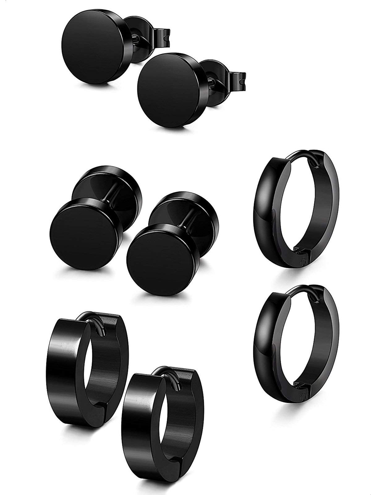 Minimalist Black Stainless Steel Stud Earrings