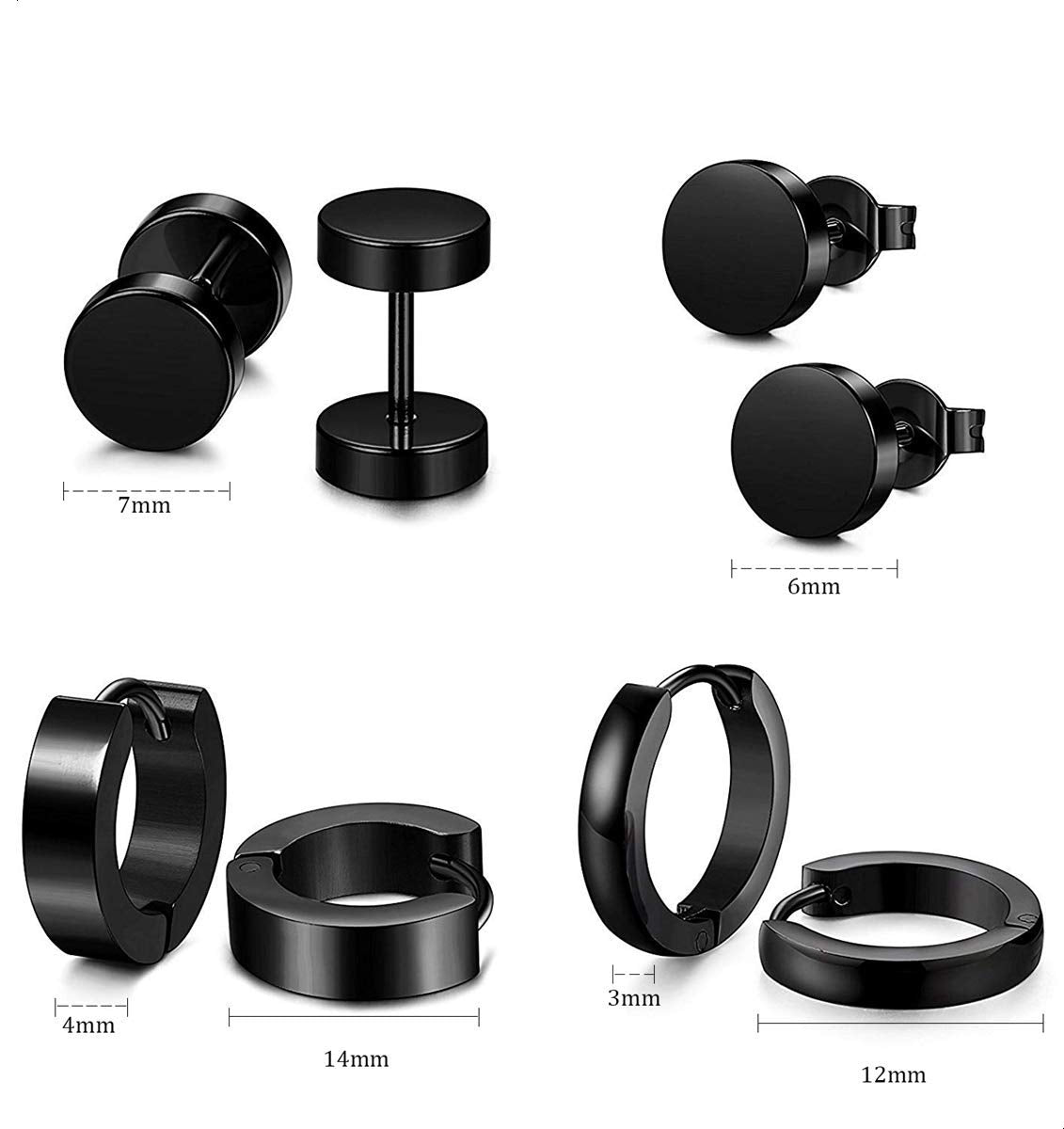 Minimalist Black Stainless Steel Stud Earrings
