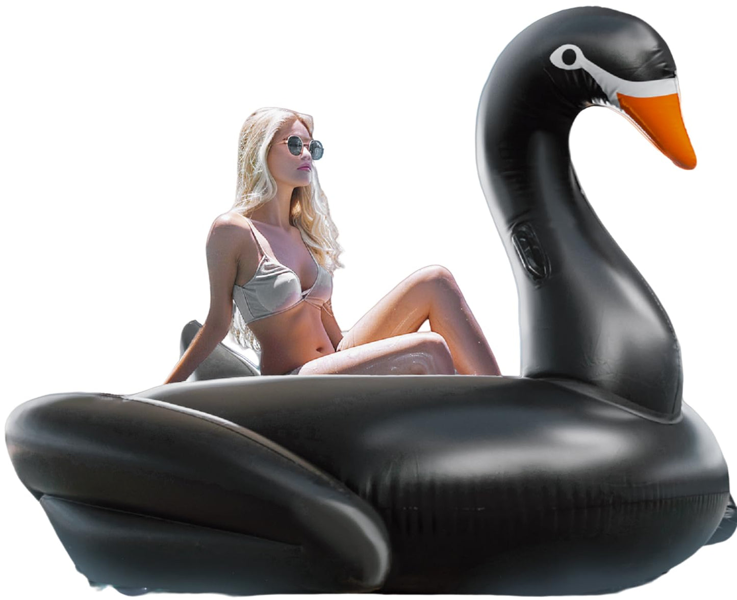 Minimalist Black Swan Pool Floatie for Adults Inflatable Pool Float Giant Water Lake Floaties Kids Summer Pool Toys 74inch