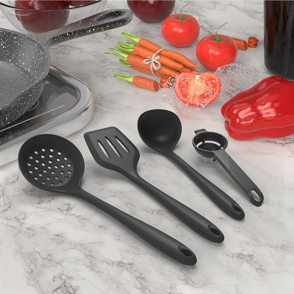 Minimalist Black Silicone Heat Resistant Kitchen Utensils