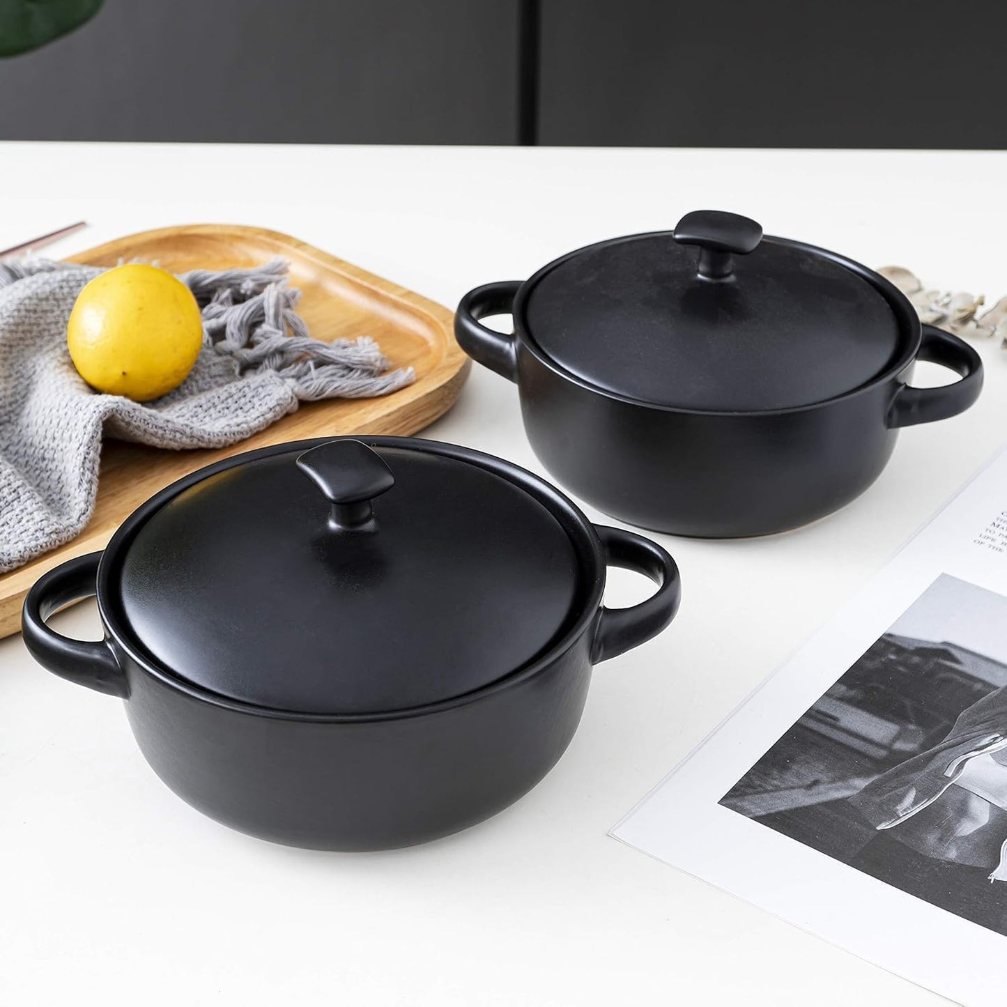Minimalist Black BRUNTMOR 20 Oz Ceramic Crock Bowls
