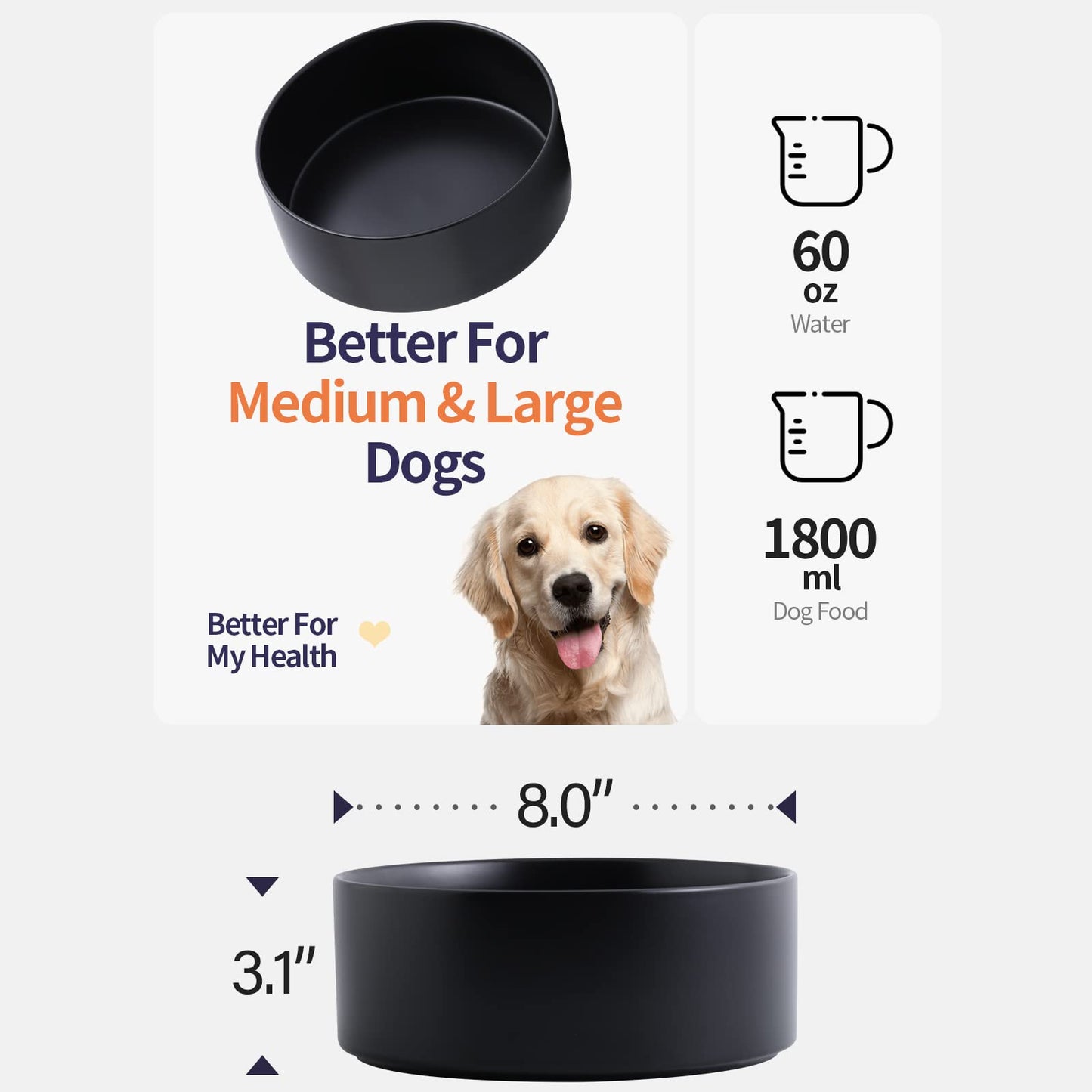 Minimalist Black Ceramic Black Dog Bowl