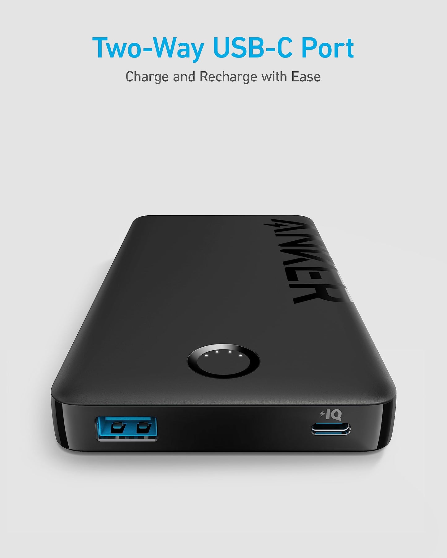Minimalist Black Anker USB-C 10K Power Bank