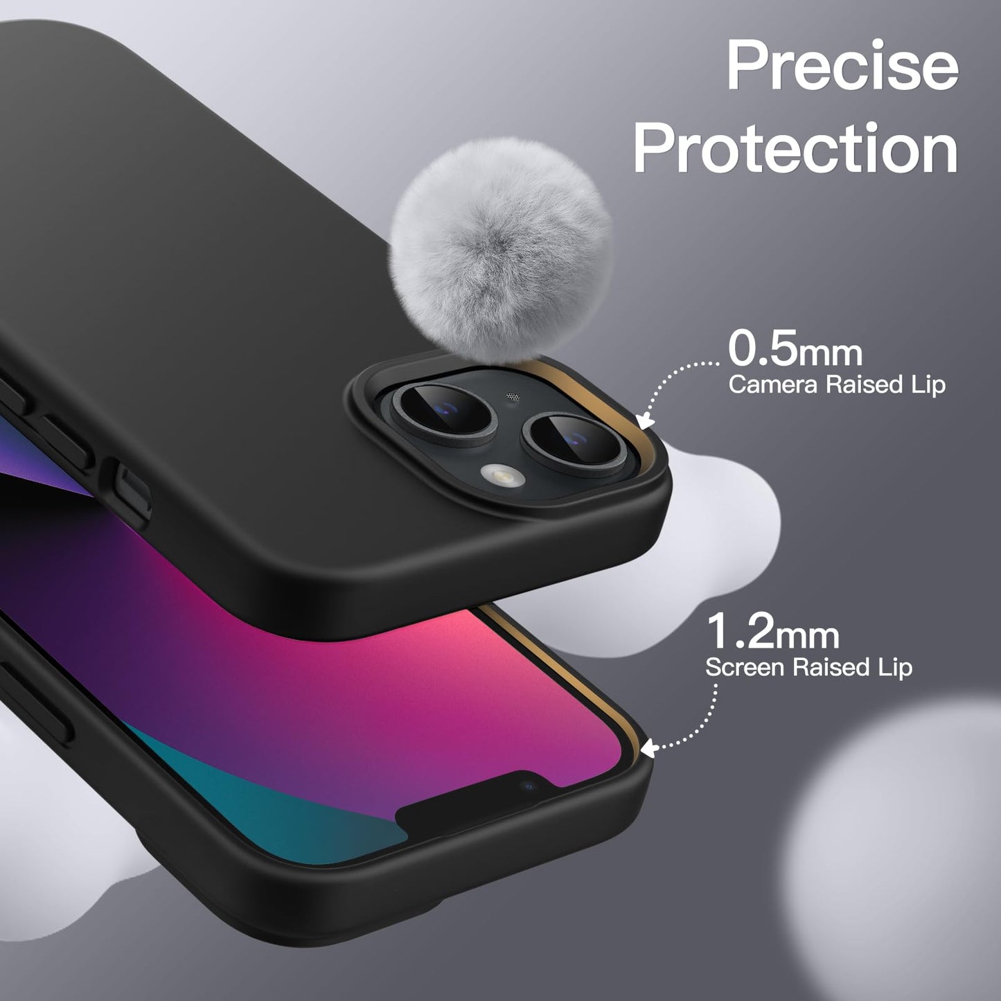Minimalist Black JETech iPhone 13 6.1-Inch Silicone Case