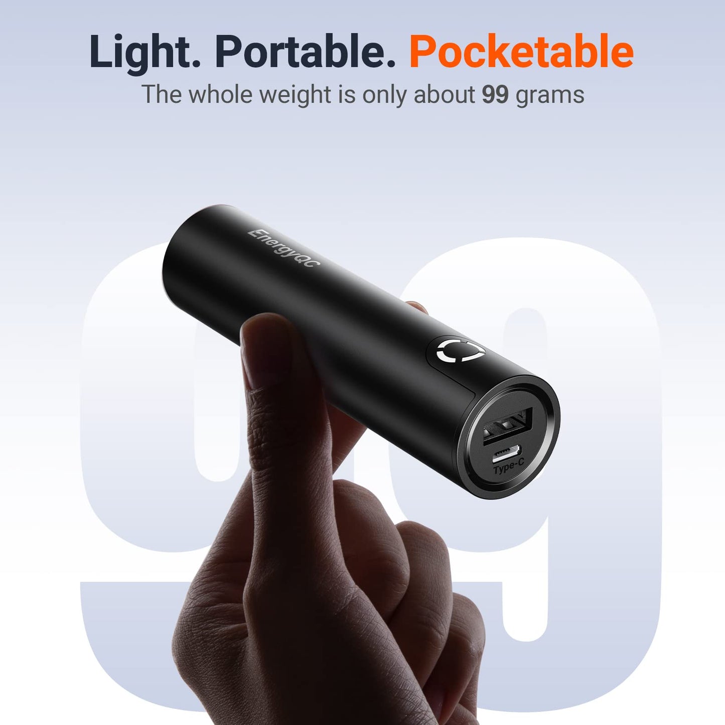 Minimalist Black Mini Fast Charging 5000mAh Power Bank