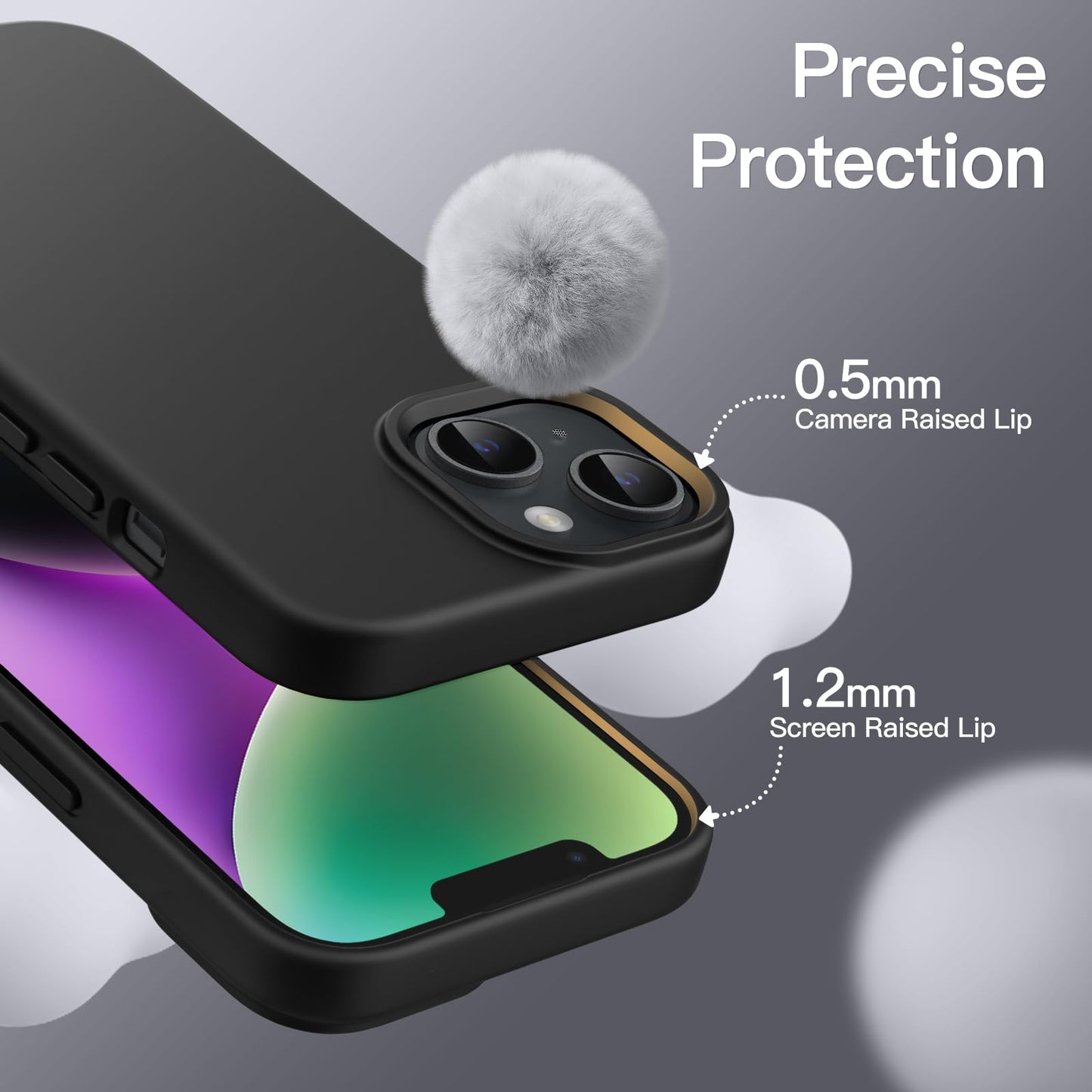 Minimalist Black JETech iPhone 14 6.1-Inch Silicone Case