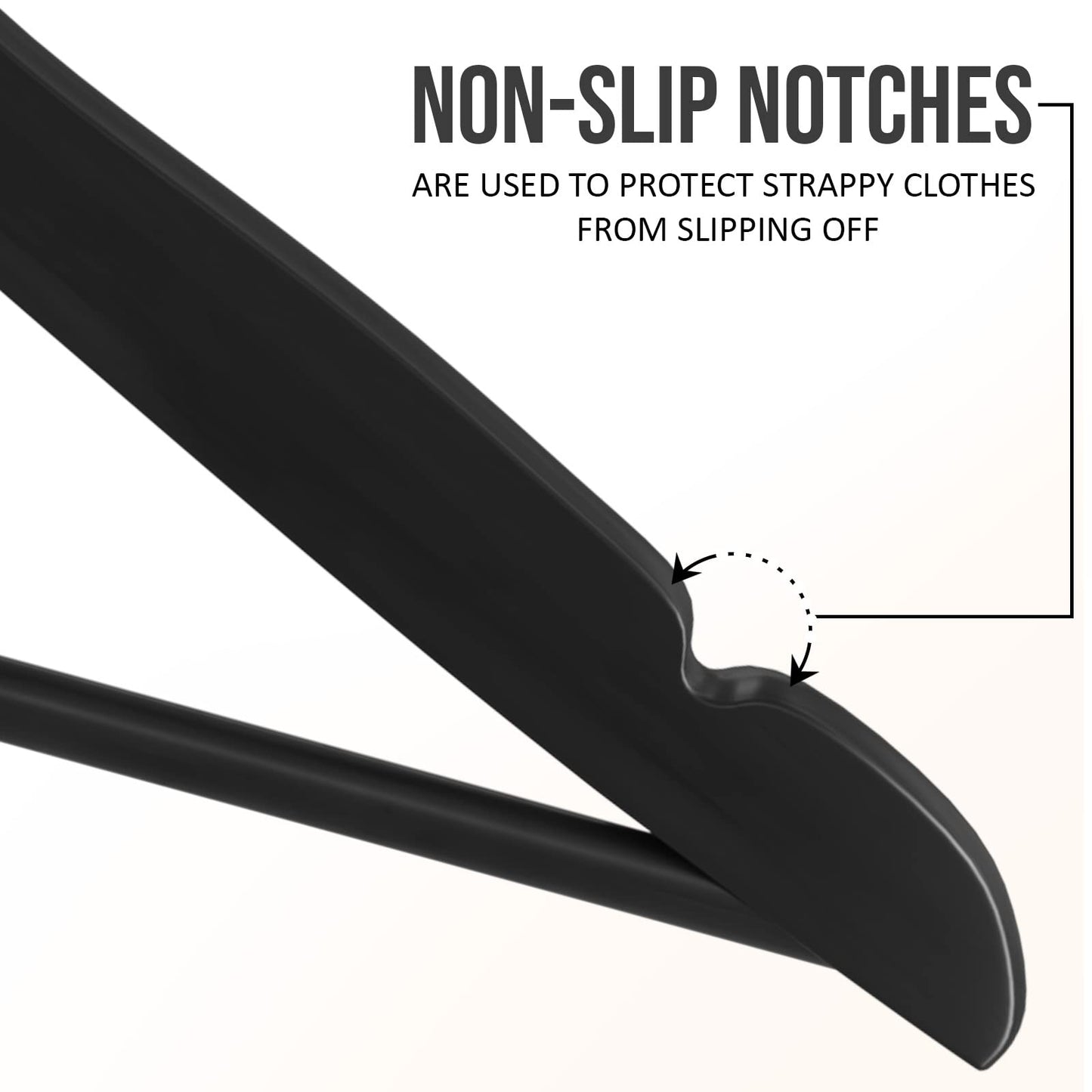 Minimalist Black Utopia Home Non-Slip Premium Wooden Hangers, Pack of 20