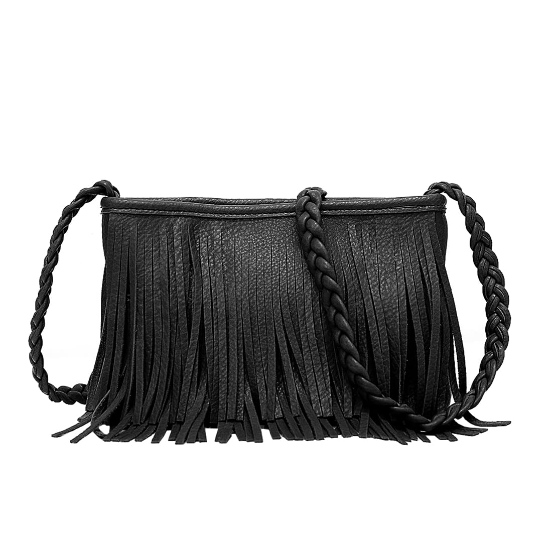 Minimalist Black Fringe Crossbody Bag