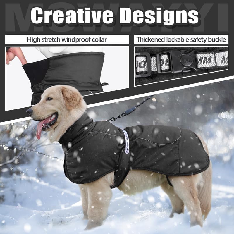 Minimalist Black Reflective Pet Jackets For Large Dogs