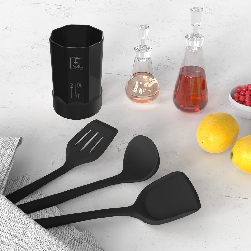 Minimalist Black Silicone Heat Resistant Kitchen Utensils