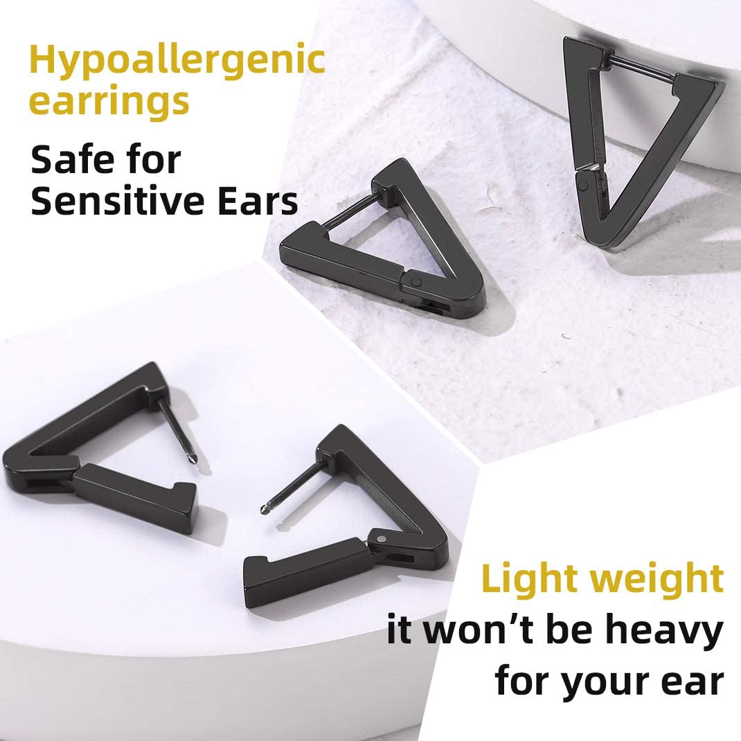 Minimalist Black Triangle Stud Earrings