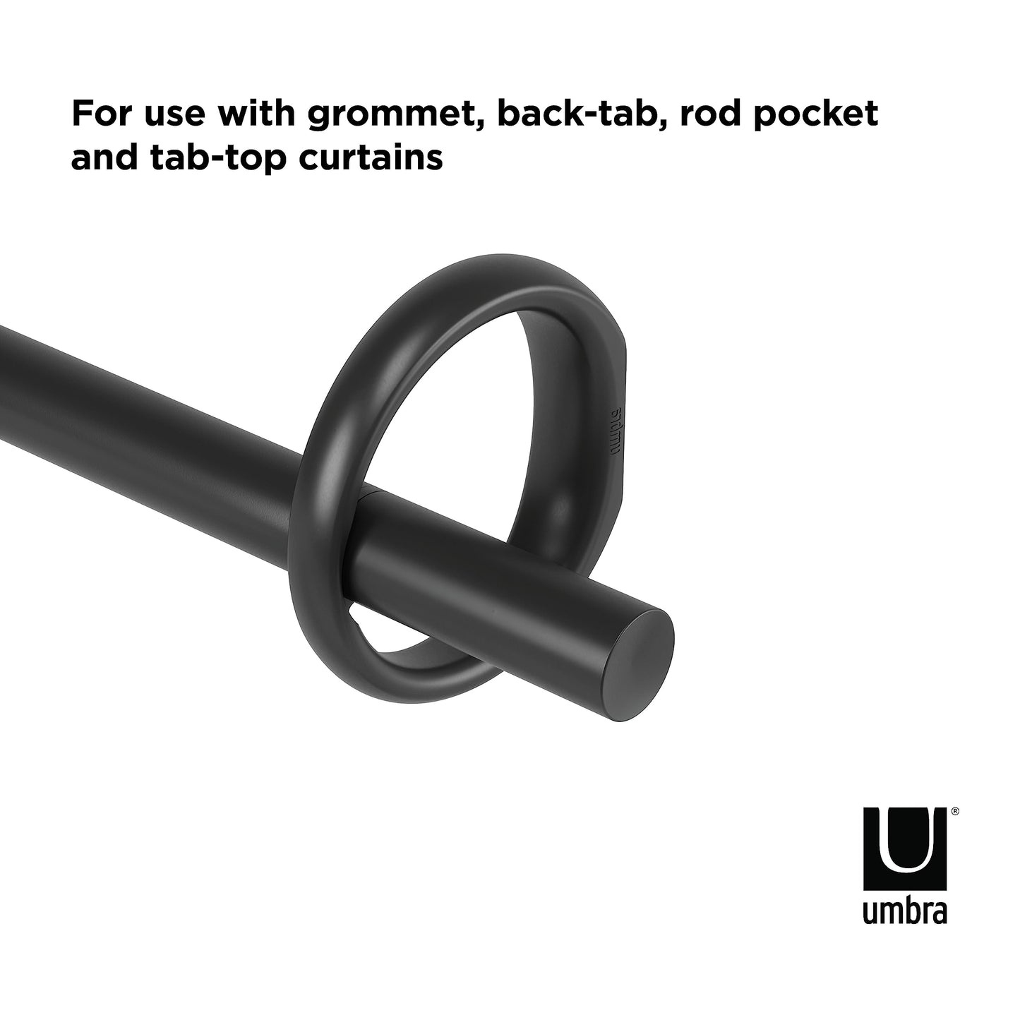 Minimalist Black UMBRA Adjustable Curtain Rod w/Mounting Hardware