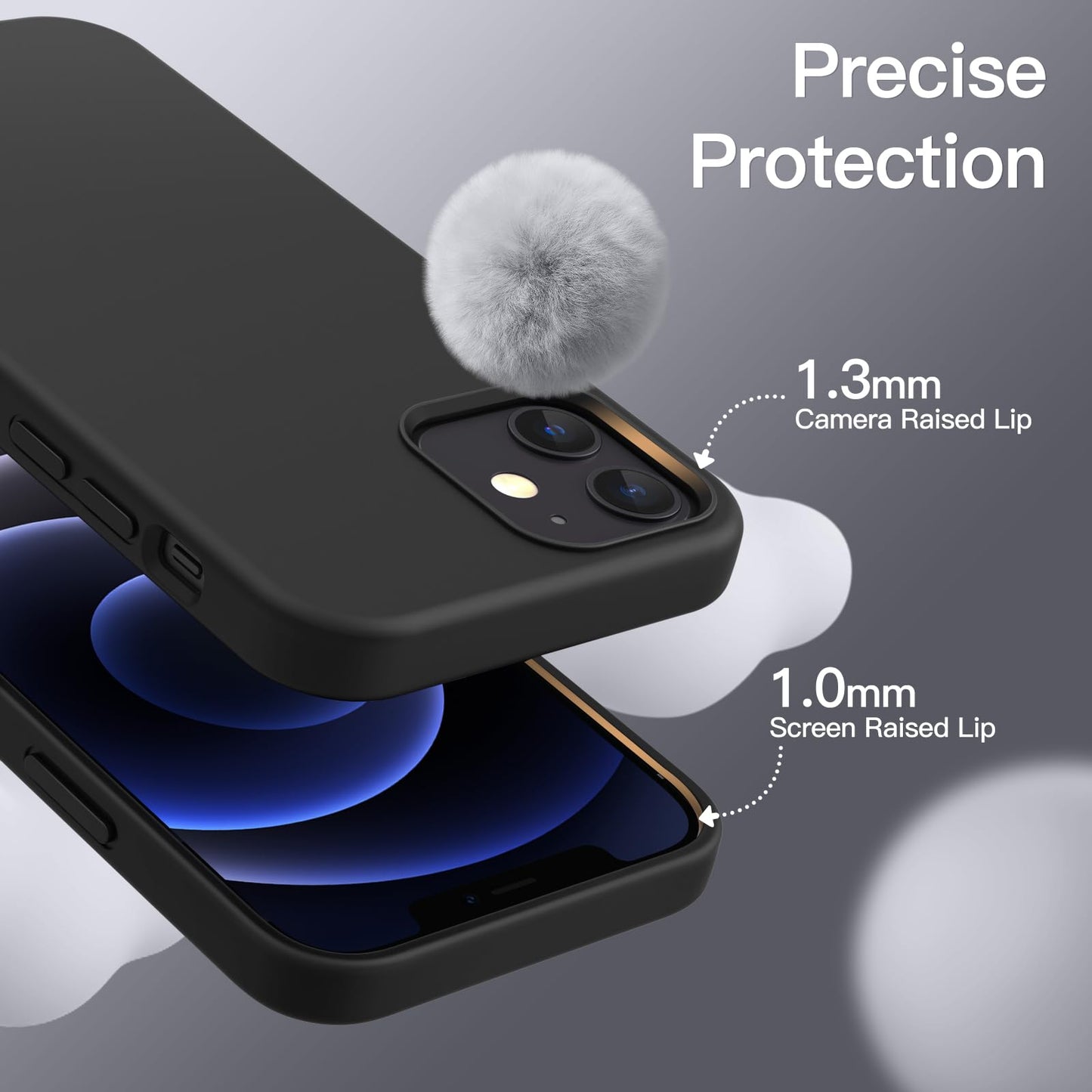 Minimalist Black JETech iPhone 12/12 Pro 6.1-Inch Silicone Case