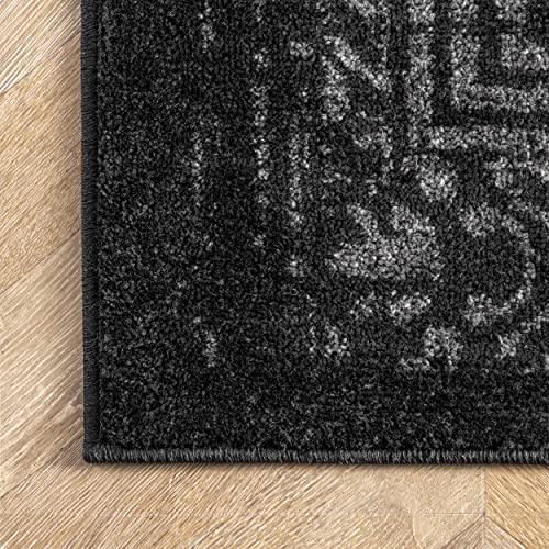 Minimalist Black Soft Vintage Area Rug, Multiple Size + Shape Options