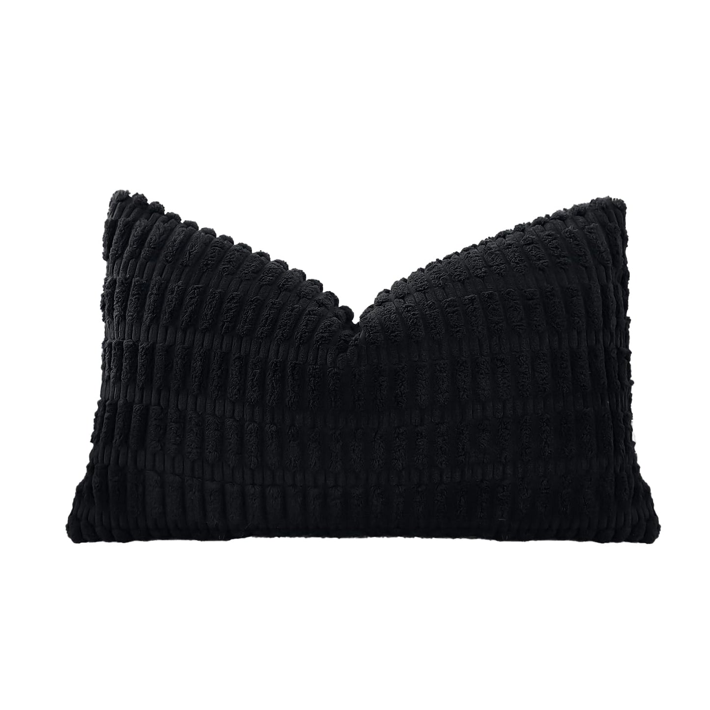 Minimalist Black Corduroy Throw Pillow Covers 16" x 24"
