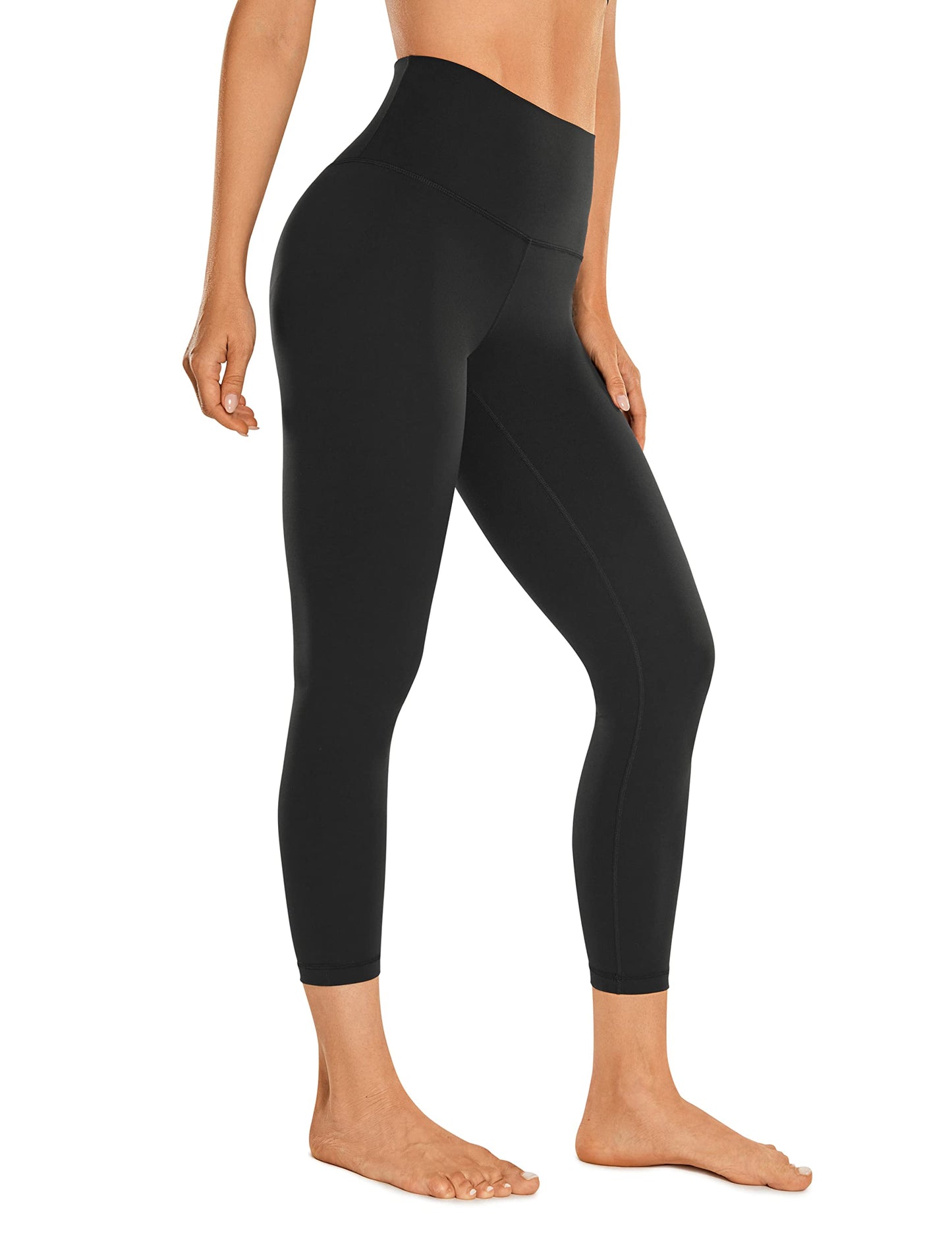 Minimalist Black Butterluxe High Waisted Capri Women's Workout Leggings, 23 Inches