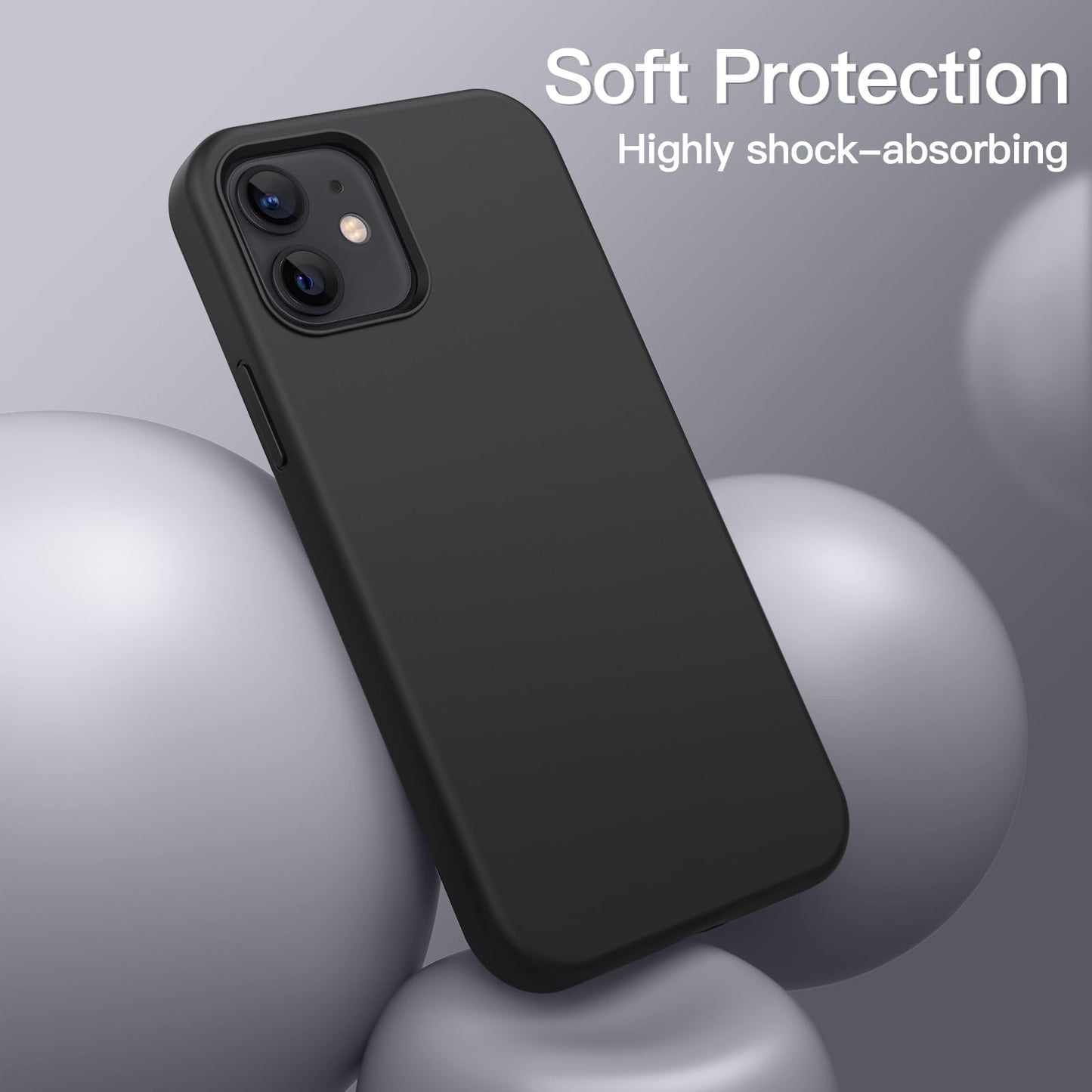 Minimalist Black JETech iPhone 12/12 Pro 6.1-Inch Silicone Case