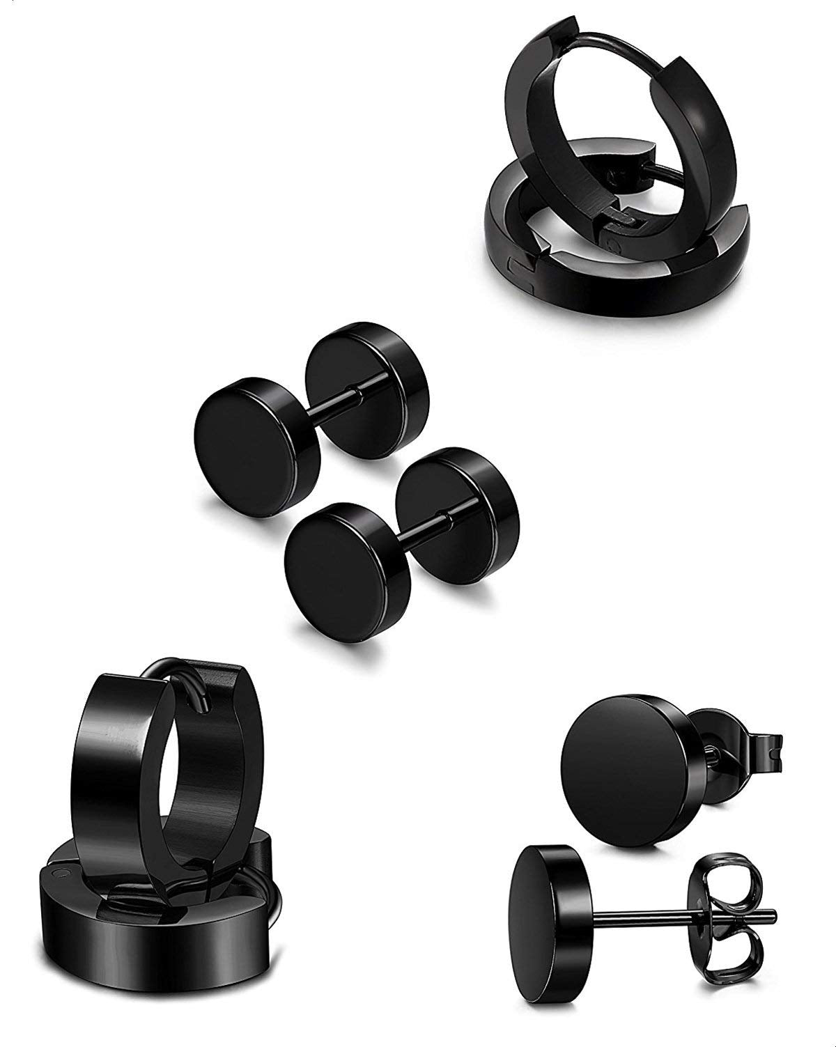 Minimalist Black Stainless Steel Stud Earrings