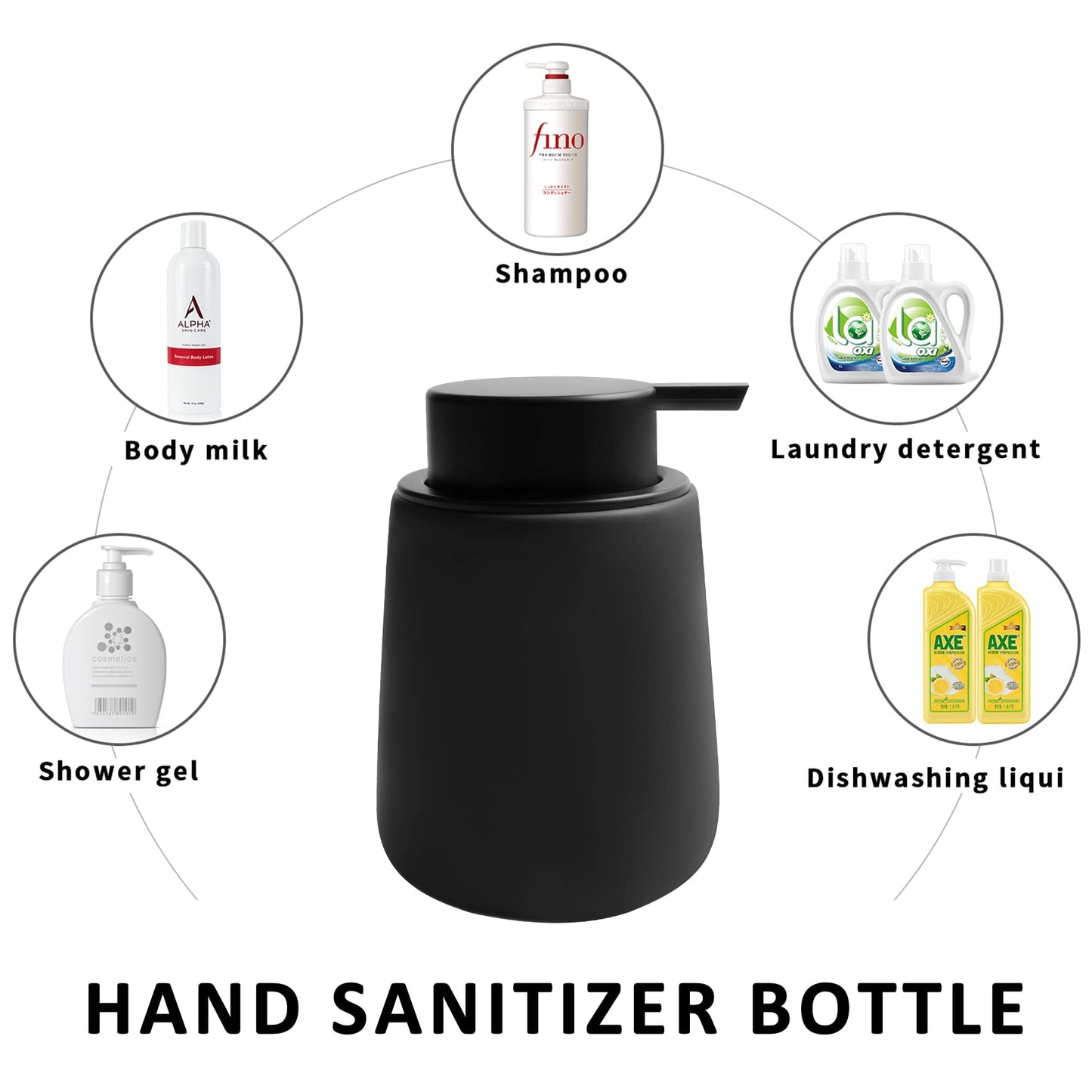 Minimalist Black Ceramic Liquid Dispenser with Easy-to-Press Pump, 12 oz