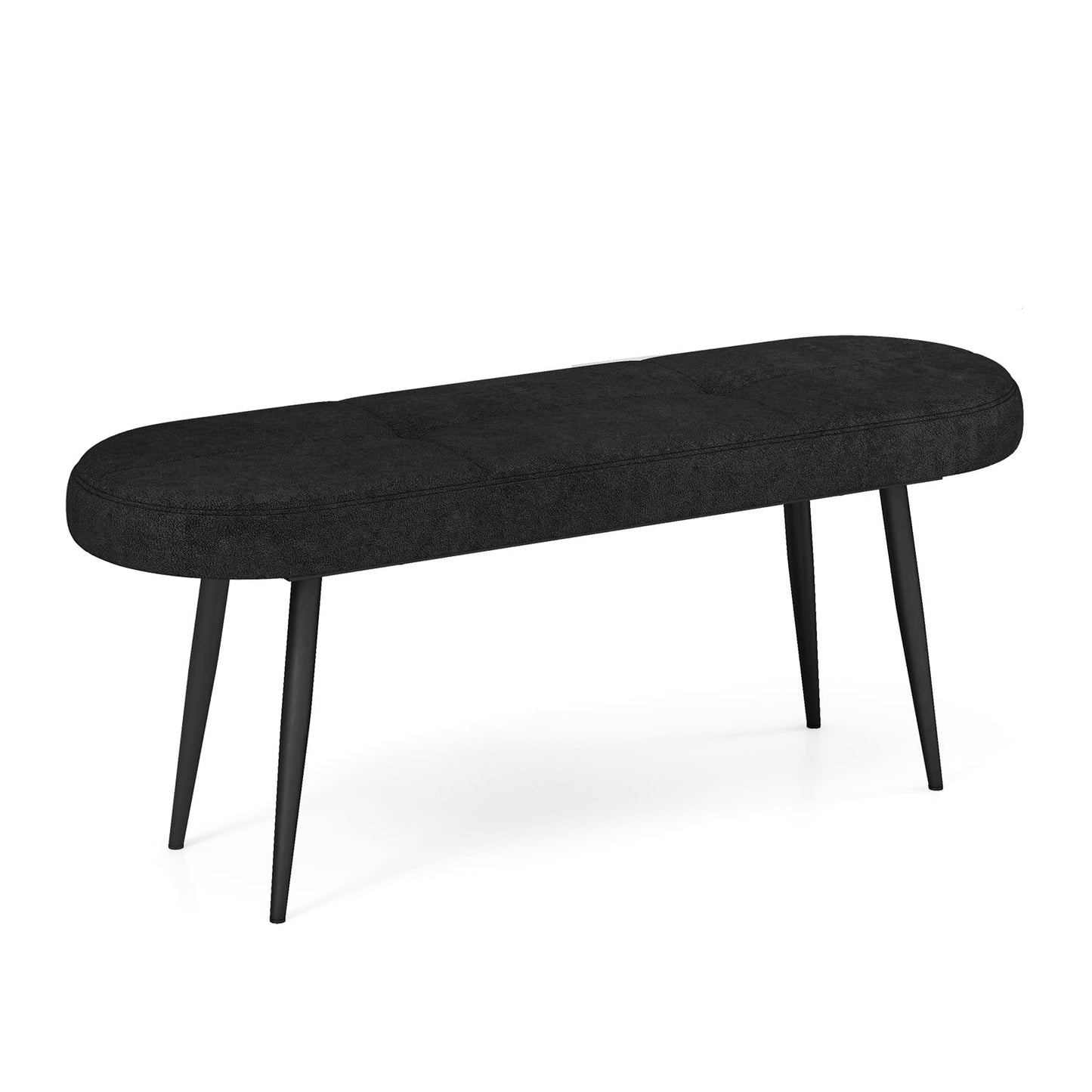 Minimalist Black 47" Upholstered Bench w/Metal Legs