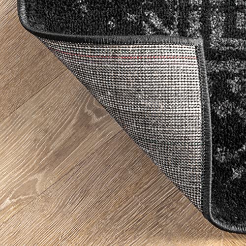 Minimalist Black Soft Vintage Area Rug, Multiple Size + Shape Options